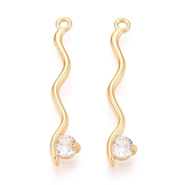 Brass Micro Pave Clear Cubic Zirconia Pendants