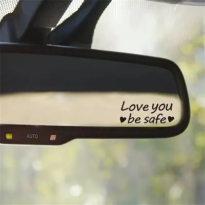 Car Rearview Mirror Sticker, Letter Design Vinyl Decal, Car Mirror Sticker, Car Interior Accessories for Women, Windshield St...