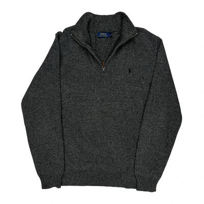 Ralph Lauren Tall 1/4 Zip - Large Grey Wool Blend