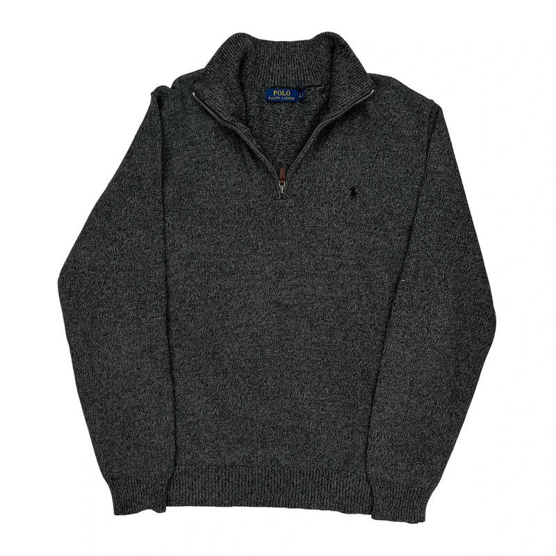 Ralph Lauren Tall 1/4 Zip - Large Grey Wool Blend