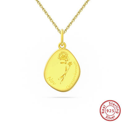 Birth Flower Style 925 Sterling Silver Pendant Necklaces