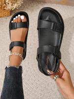 Women's Solid Color Buckle Decorated Sandals, Casual Comfortable Sports Sandals for Beach, Lightweight Breathable Non-slip We...