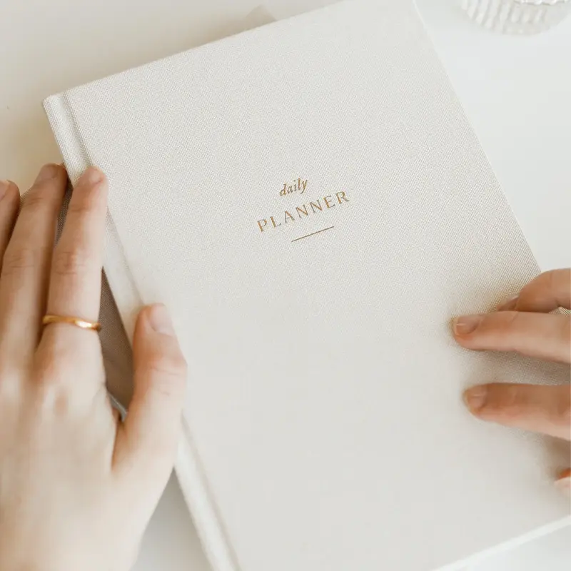 Daily Planner | Linen Bound Planner with Daily, Weekly, and Monthly Layouts undated journals