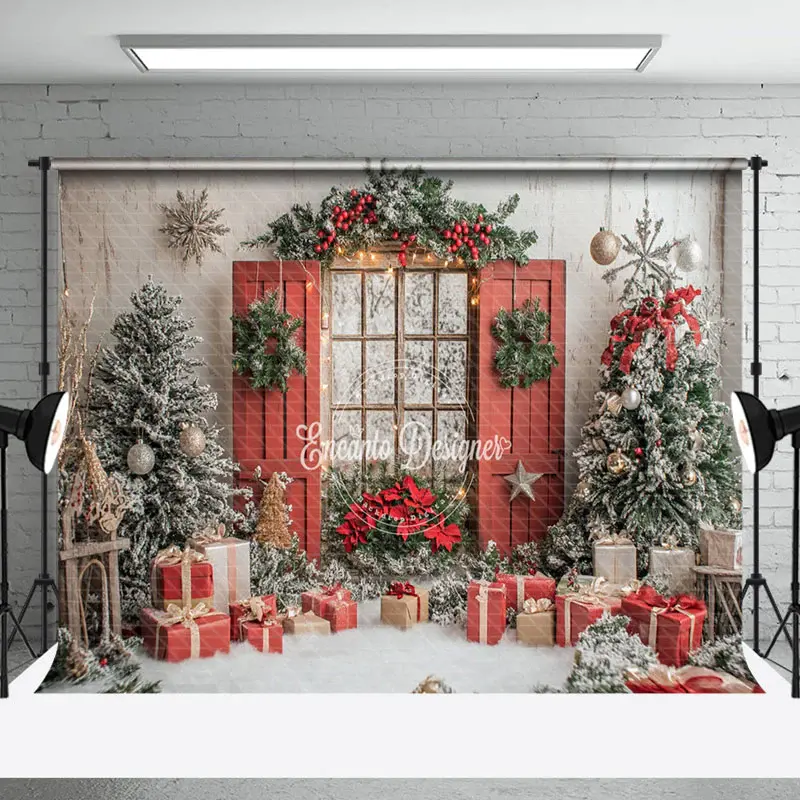 Aperturee Red Cozy Christmas Wonderland Photography Backdrop | Diy Christmas Backdrop | Christmas Photoshoot Backgrounds | Ch...