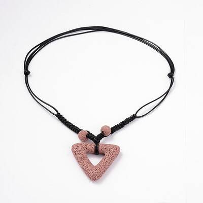 (Jewelry Parties Factory Sale)Triangle Lava Rock Pendants Necklaces