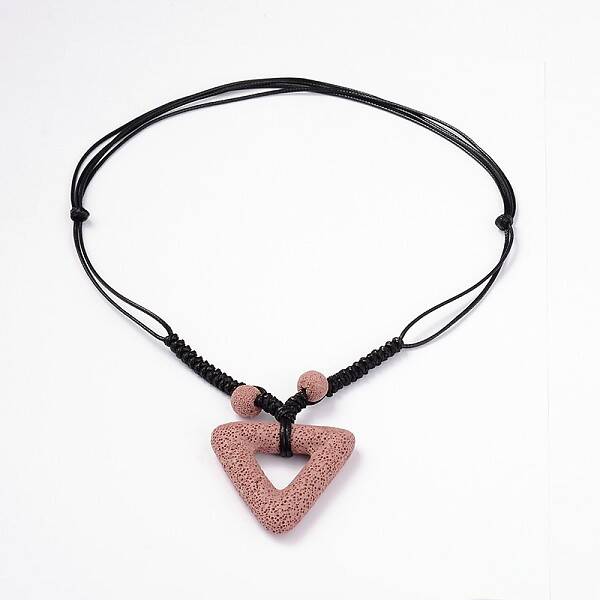 (Jewelry Parties Factory Sale)Triangle Lava Rock Pendants Necklaces