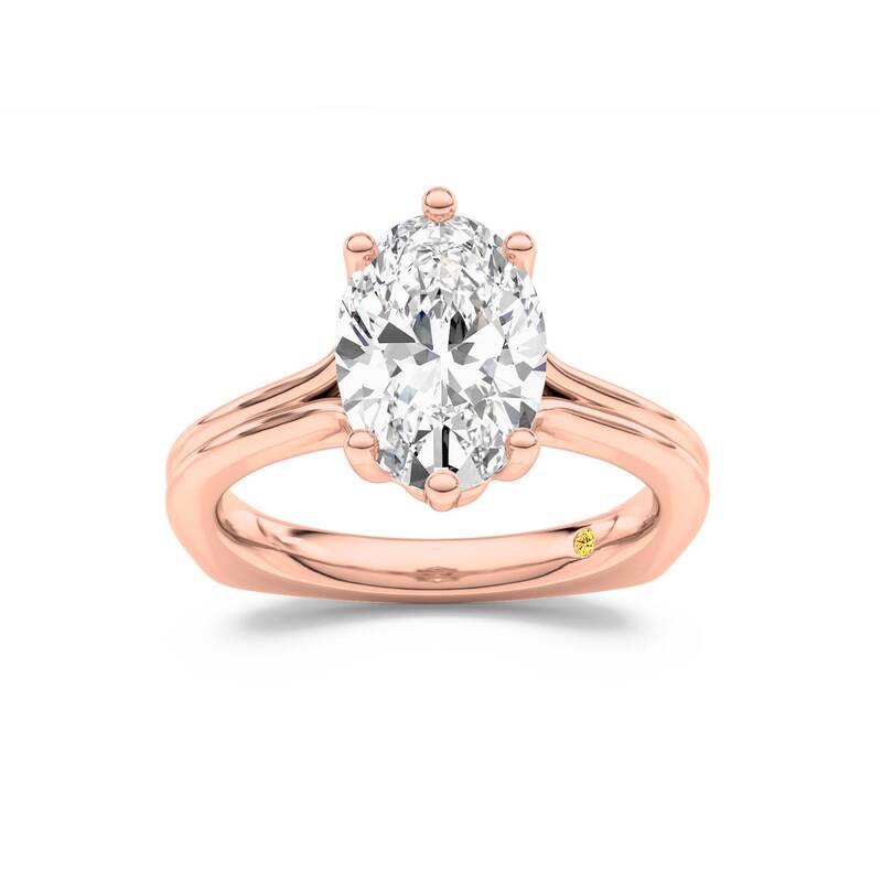 Fleur Oval Lab Grown Diamond Engagement Ring | 18K Rose Gold 1 1/2 CT. TW.
