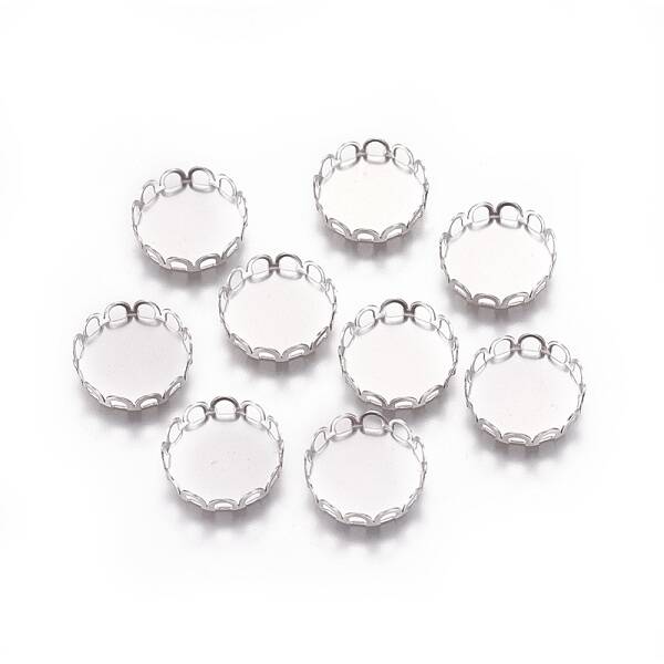 Tarnish Resistant 316 Surgical Stainless Steel Lace Edge Bezel Cups
