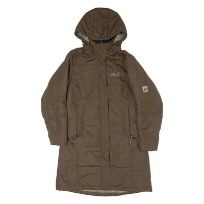 JACK WOLFSKIN Womens Puffer Coat Brown Hooded UK 10