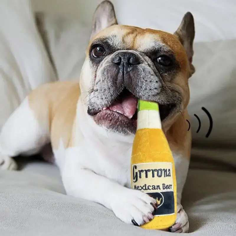 Bottle Shaped Pet Plush Toy, Pet Chew Toy, Pet Interactive Toy, Dog & Cat Accessories, Fun Toy for Small Medium Large Dogs, ...