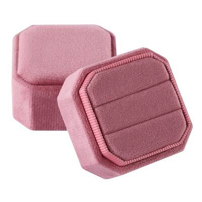 2-Slot Square Velvet Couple Ring Boxes
