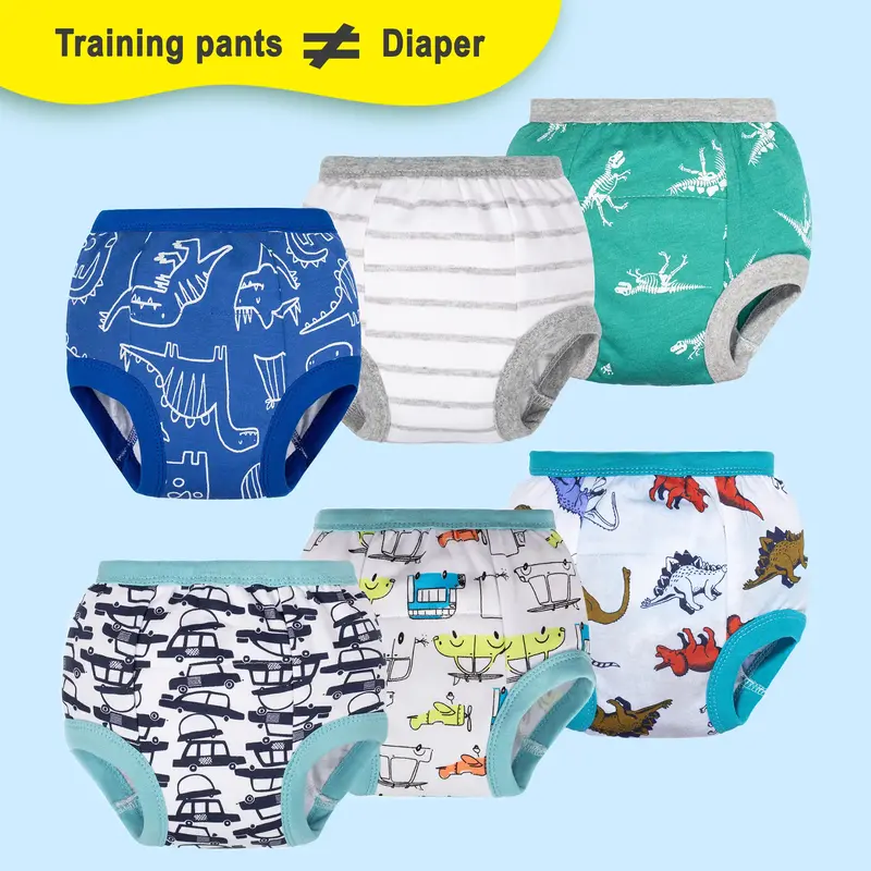 Baby 6 Packs Toddler Training Pants for Boys Girls-Cozy, Fun Designs, 100% Cotton for Easy Toilet Training Reusable