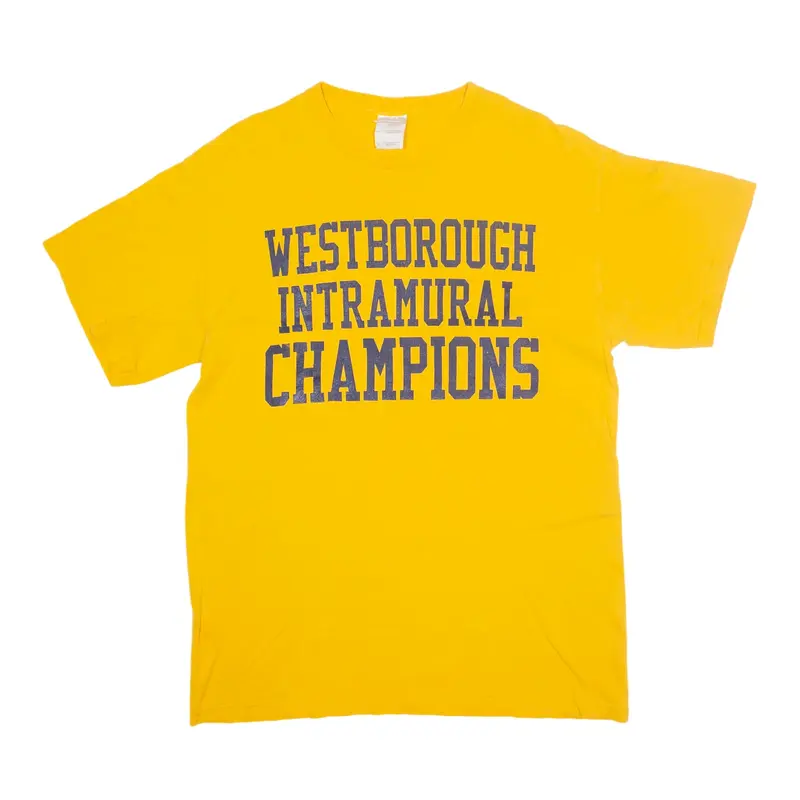 GILDAN Westborough Intramural Champions USA T-Shirt Yellow Short Sleeve Mens M