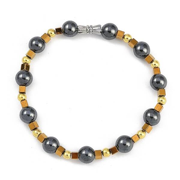 Synthetic Non-magnetic Hematite Beaded Stretch Bracelets for Women Men