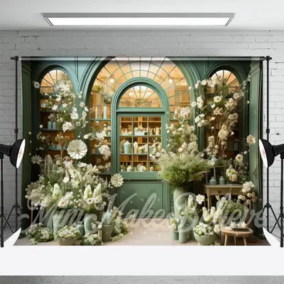 Green Arched Door And Window Flower Spring Backdrop - Aperturee