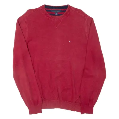 TOMMY HILFIGER Mens Jumper Red Tight Knit M