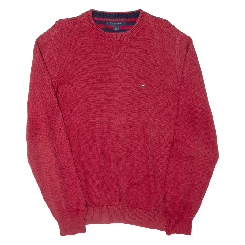 TOMMY HILFIGER Mens Jumper Red Tight Knit M