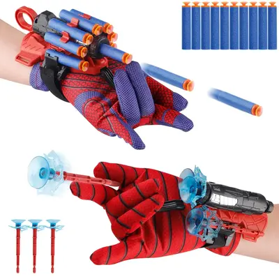 Spider Web Shooters Wrist Launcher Toys for Kids with Hero Gloves Spider Hero Cosplay Costume Prop Launcher Wrist Toy Gift fo...