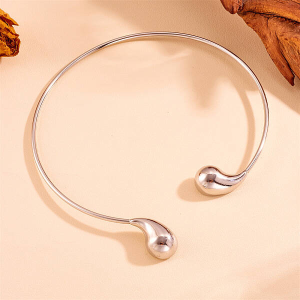 304 Stainless Steel Teardrop Open Cuff Choker Necklaces for Women