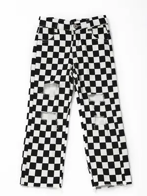 Kids Black & White Check Denim Jeans