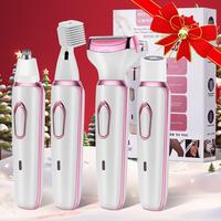 4 in 1 White Electric Shaver, 1 Set Rechargeable Grooming Kit, Electric Shaver for Women, 4 in 1 Electric Body Hair Trimmer...