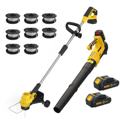 Garvee 20V Wireless Leaf Blower and String Trimmer Set – 550CFM, 130MPH, 12 Weed Wacker – 2 x 2.0Ah Batteries & Charger,...