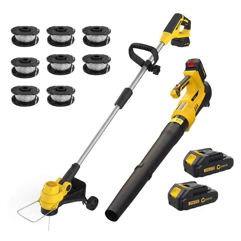 Garvee 20V Wireless Leaf Blower and String Trimmer Set – 550CFM, 130MPH, 12 Weed Wacker – 2 x 2.0Ah Batteries & Charger,...