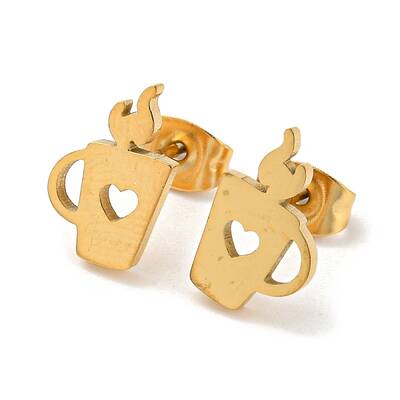 Golden 304 Stainless Steel Stud Earrings for Women