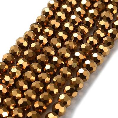 Faceted(32 Facets) Electroplate Glass Bead Strands