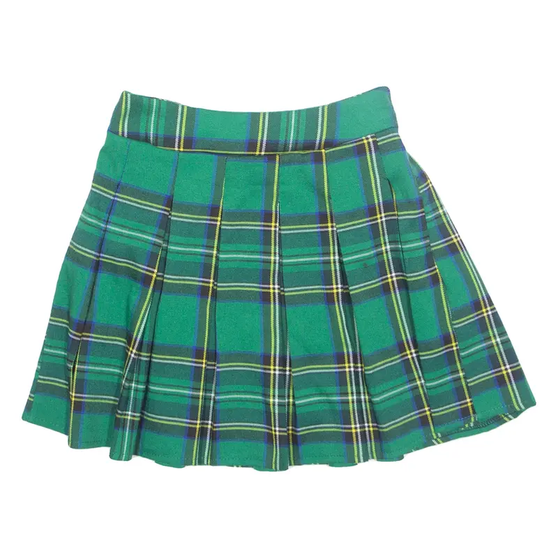 ALAN RED Womens Pleated Skirt Green Short Plaid M