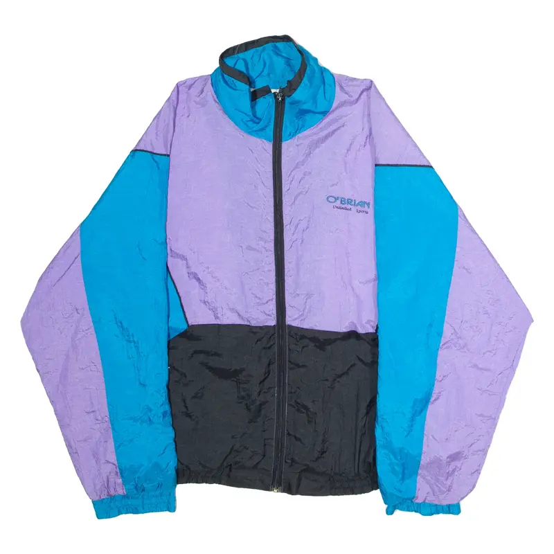 O'BRIAN Mens Shell Jacket Purple 90s Colourblock L