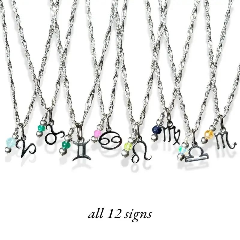 Zodiac Birthstone Necklace | Dainty Silver Crystal Necklace | Hypoallergenic Jewelry | Jewelry for Sensitive Skin