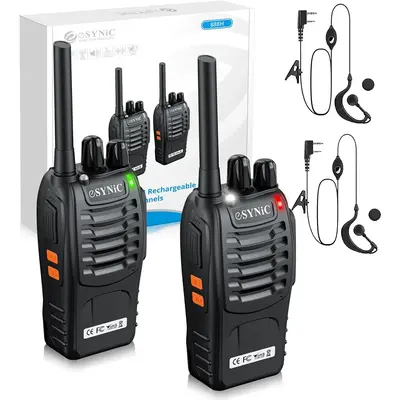 eSynic 2Pcs Professional 2 Way Radio Walkie Talkies Portable Adult Walkie Talkies Rechargeable Support 16 Channel VOX Functio...