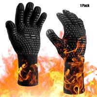 Heat Resistant Silicone Barbecue Glove, 1 Count Non-slip Grilling Glove, Household Long Kitchen Oven Glove for Baking, Cook...