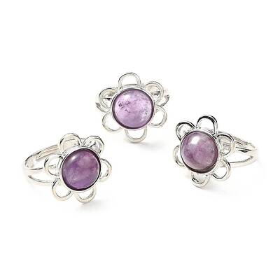 Natural Amethyst Adjustable Rings