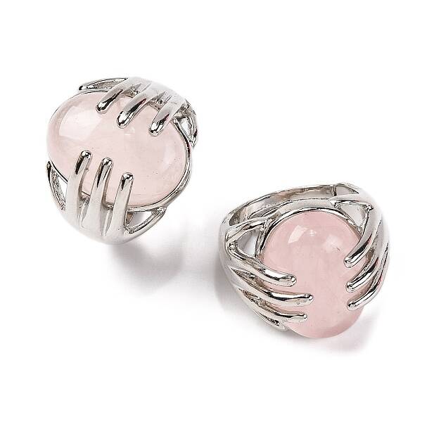 Oval Natural Rose Quartz Finger Ring
