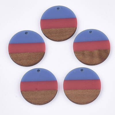 Tri-color Resin & Walnut Wood Pendants