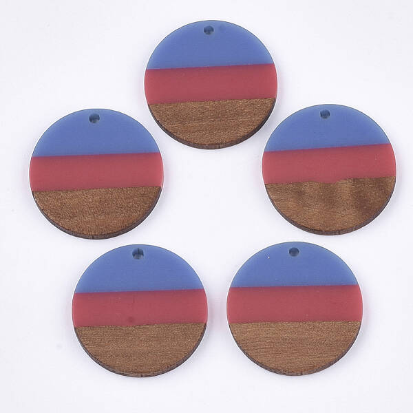 Tri-color Resin & Walnut Wood Pendants