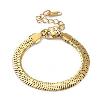 Ion Plating(IP) 304 Stainless Steel Herringbone Chain Bracelet for Men Women