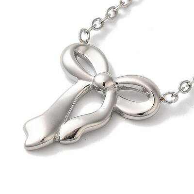 Non-Tarnish 304 Stainless Steel Cable Chain Bowknot Pendant Necklaces