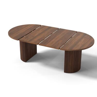 Giratree 70.8 Inch Kitchen Dining Table for 6-8 People, Oval Kitchen Table with Wood Strip Base, Modern Farmhouse Large