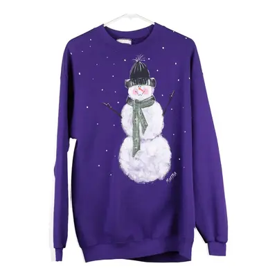 Lee Christmas Sweatshirt - Large Purple Cotton Blend
