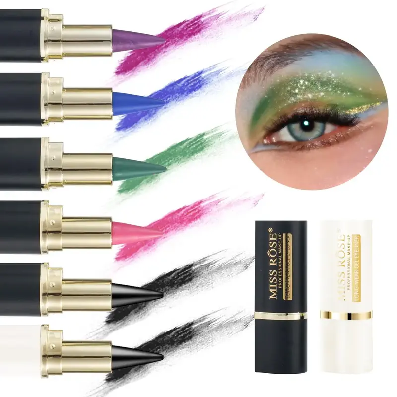 Long Lasting Gel Eyeliner, 1 Count Smooth Matte Finish Eyeliner Stick, Professional Eye Makeup Products for Women & Girls, Co...
