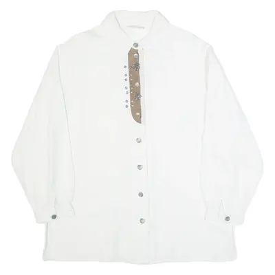 MEICO Womens Shirt White Collared Long Sleeve UK 12