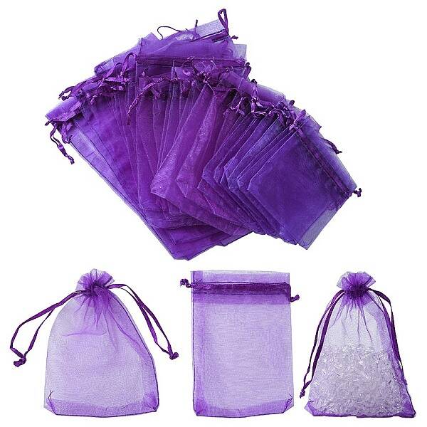 30Pcs 4 Styles Rectangle Organza Bags Jewellery Storage Pouches Wedding Favour Party Mesh Drawstring Gift