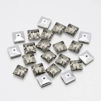 Back Plated Faceted Square Taiwan Acrylic Rhinestone Beads
