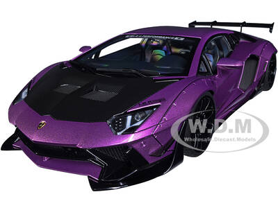 Lamborghini Aventador Liberty Walk LB-Works Viola SE30 Purple Metallic with Carbon Hood Limited Edition 1/18 Model Car by Aut...