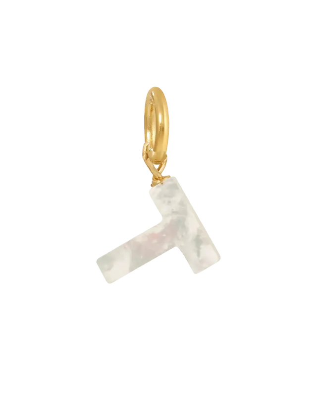MOP Letter Charm | Metal Color: Gold | Letter: T