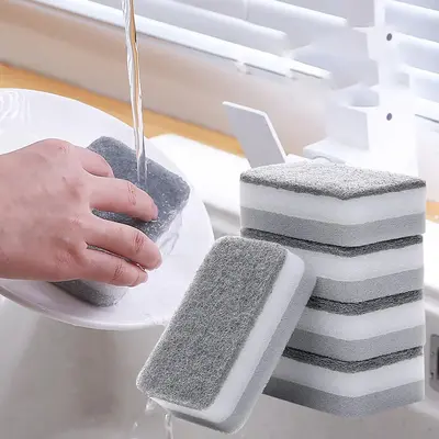 5pcs/Set Kitchen Cleaning Sponge, Double Sided Anti-Scratch Dish Wash Sponge, Cleaning Pad for Kitchen Plate Pot Bowl Bottle