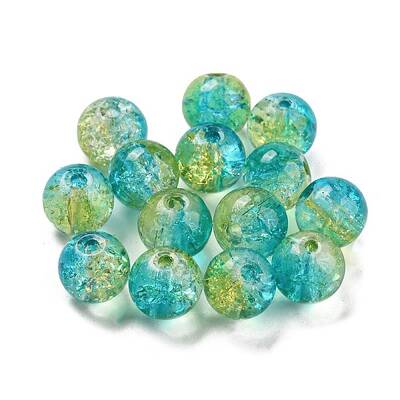 Transparent Spray Painting Crackle Glass Beads
